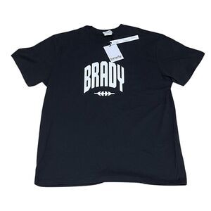 TOM BRADY BRAND ORGANIC RECYCLED VARSITY SHORT SLEEVE TEE JET BLACK SIZE MEDIUM